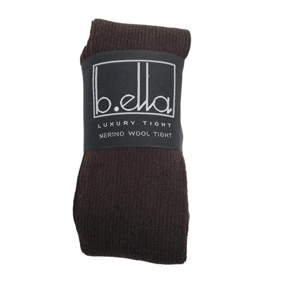 Ribbed Merino Wool Tights Small Espresso Brown Karla B.ella Italy New Hosiery